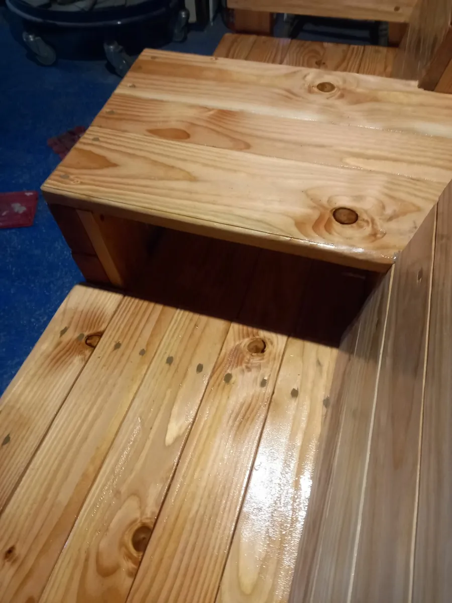 2 seater garden bench with table and storage built - Image 3