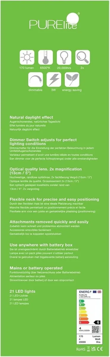 Magnifying LED Craft Lamp - Floor Table Clip-on - Image 3