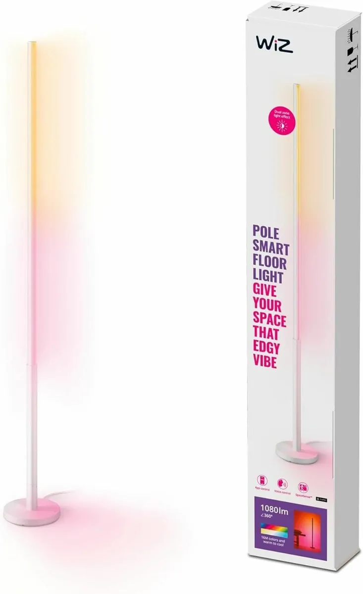 Smart LED Floor Lamp Colour Dual Zone Light Plug - Image 1