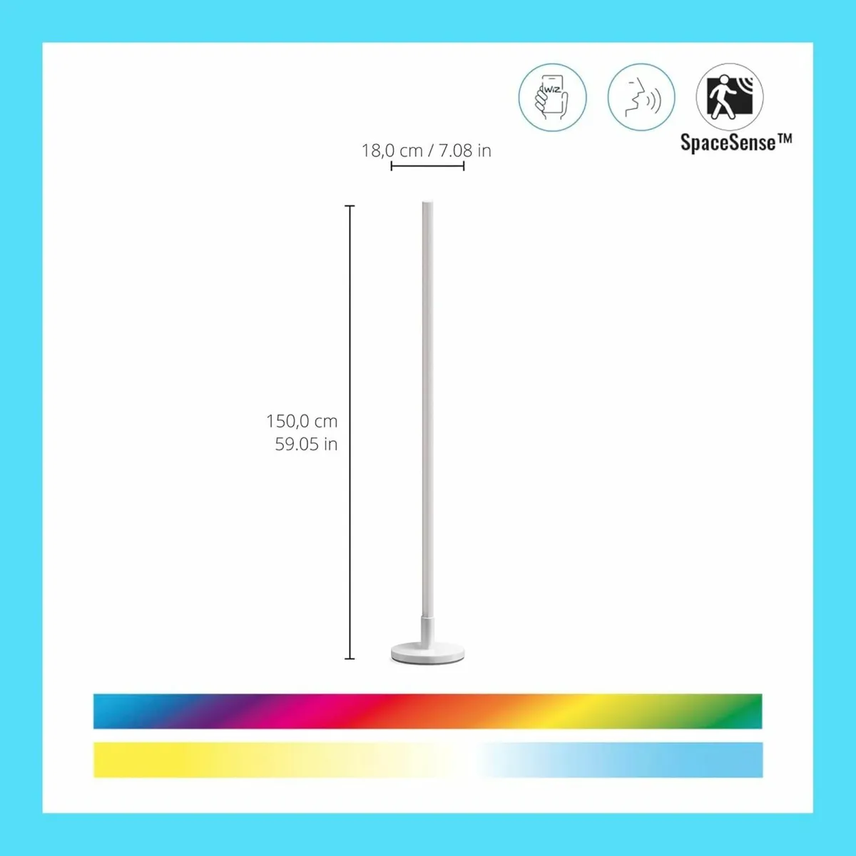 Smart LED Floor Lamp Colour Dual Zone Light Plug - Image 2