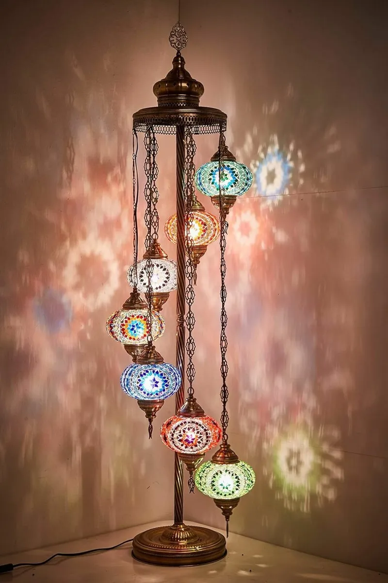 - 7 Big Globes Turkish Moroccan Colorful Mosaic - Image 1