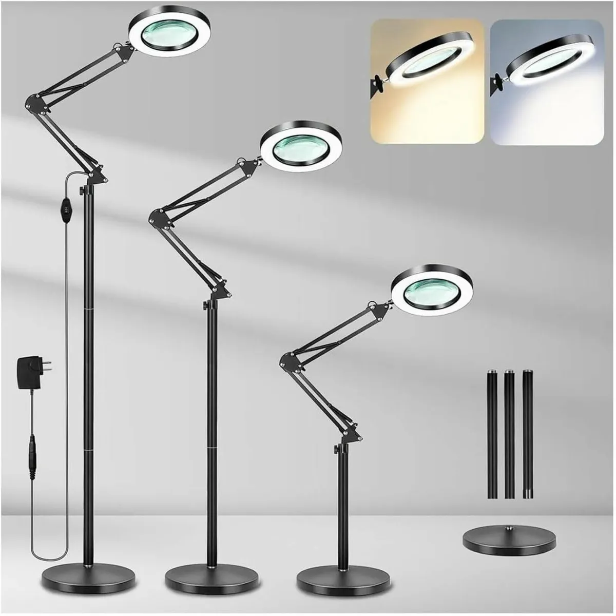 8X Magnifying Floor Lamp 3-in-1 Hands Free Glass - Image 1