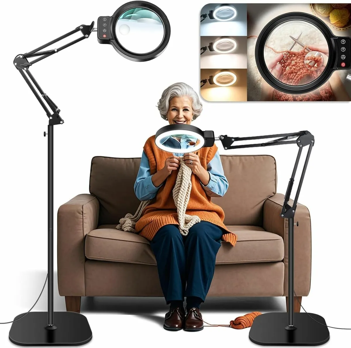 10X Magnifying Glass with Light and Stand 72 LEDs - Image 1