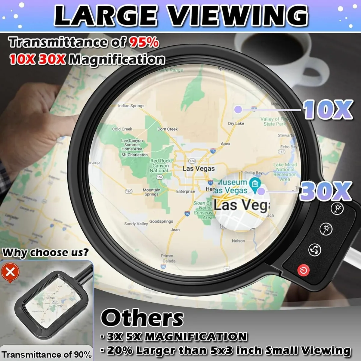 10X Magnifying Glass with Light and Stand 72 LEDs - Image 2