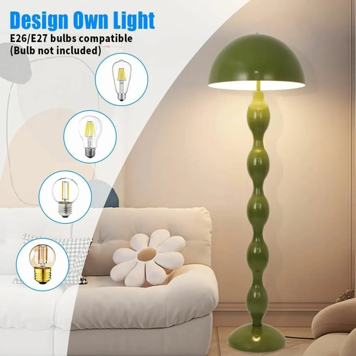 Floor Lamp Creative Green Mushroom Tall Lamps for - Image 3