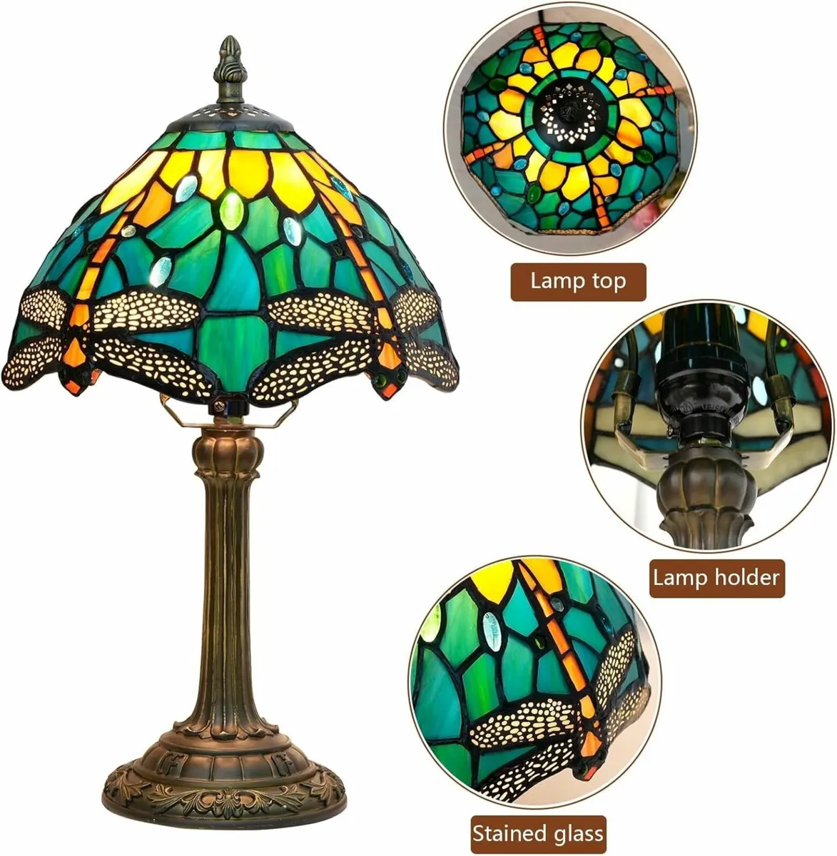 Tiffany Style Stained Glass Table Lamp Dragonfly - Image 4