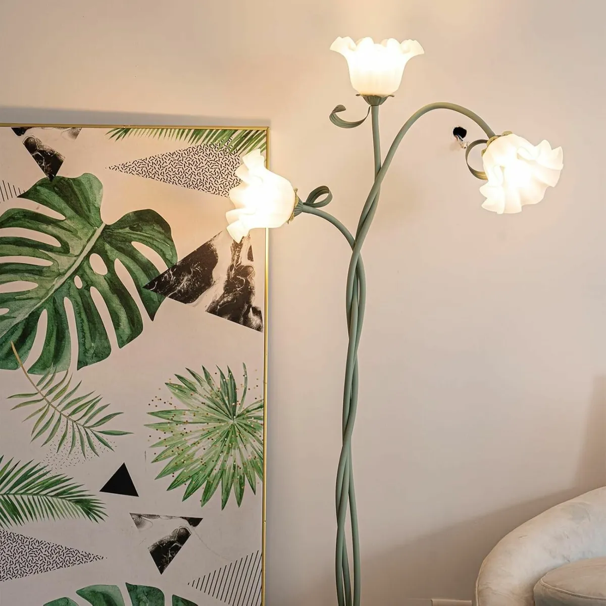 Green Flowers Floor Lamp 3-Color DIY Standing for - Image 1
