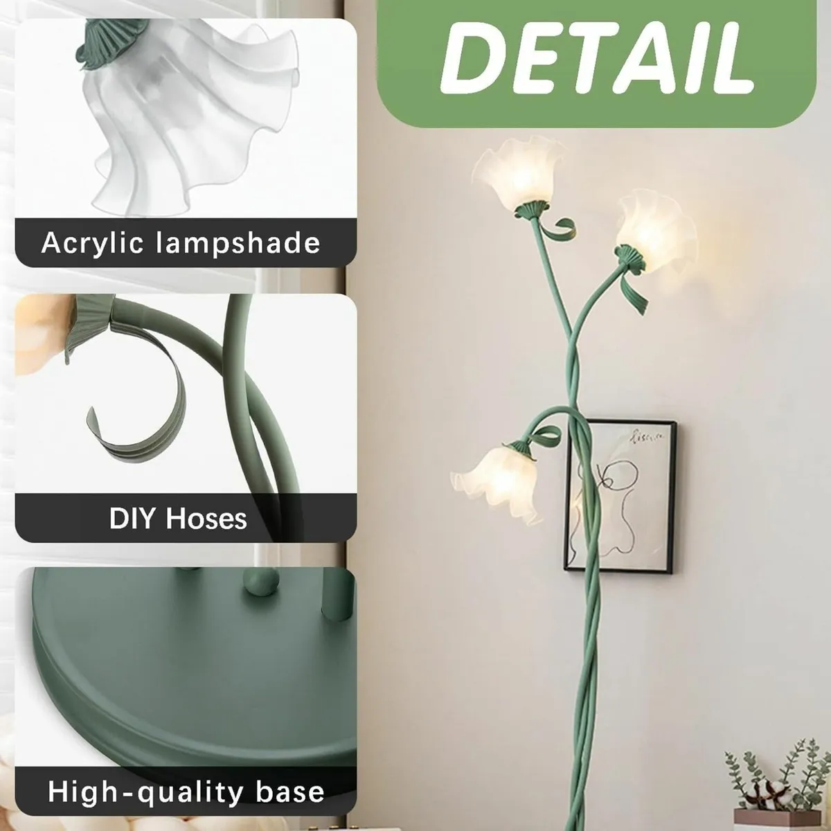 Green Flowers Floor Lamp 3-Color DIY Standing for - Image 3