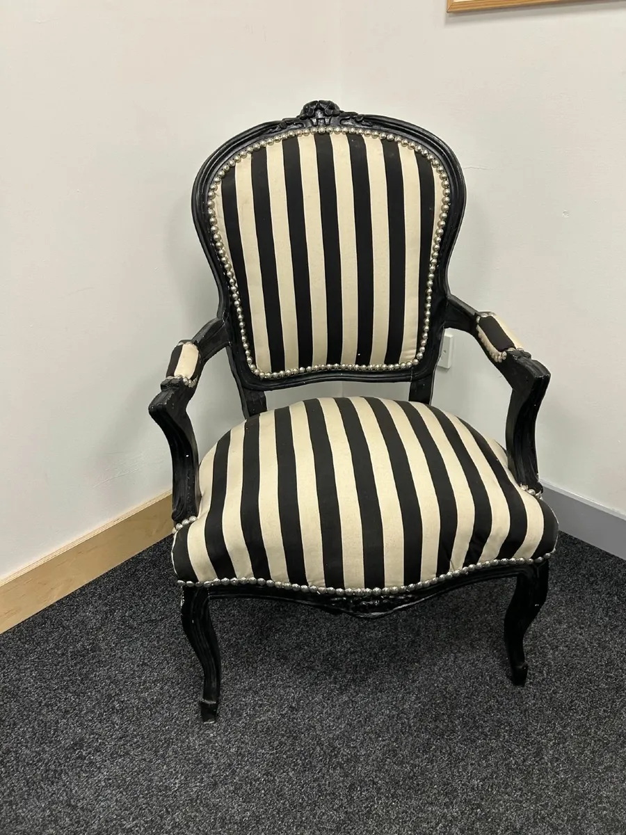 Black & White striped Louis baroque Armchairs - Image 1