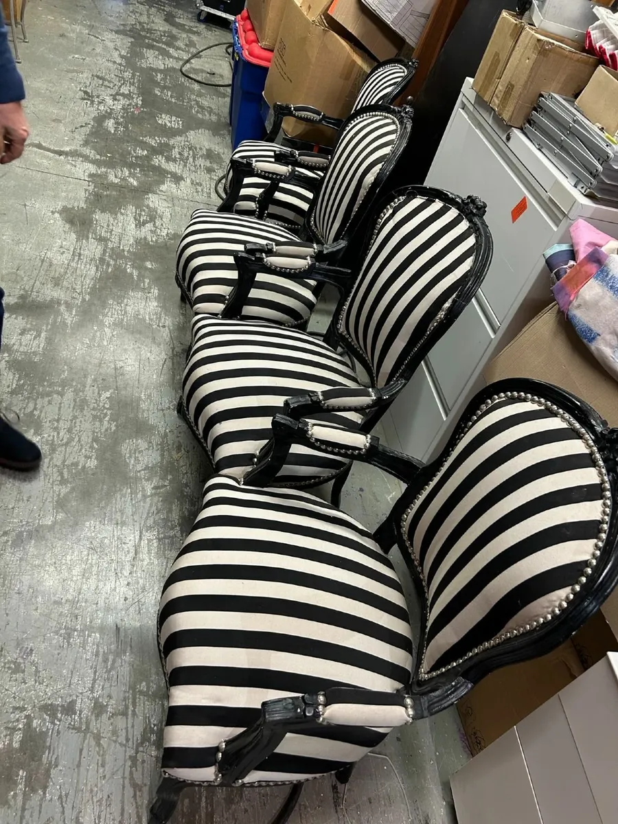 Black & White striped Louis baroque Armchairs - Image 2