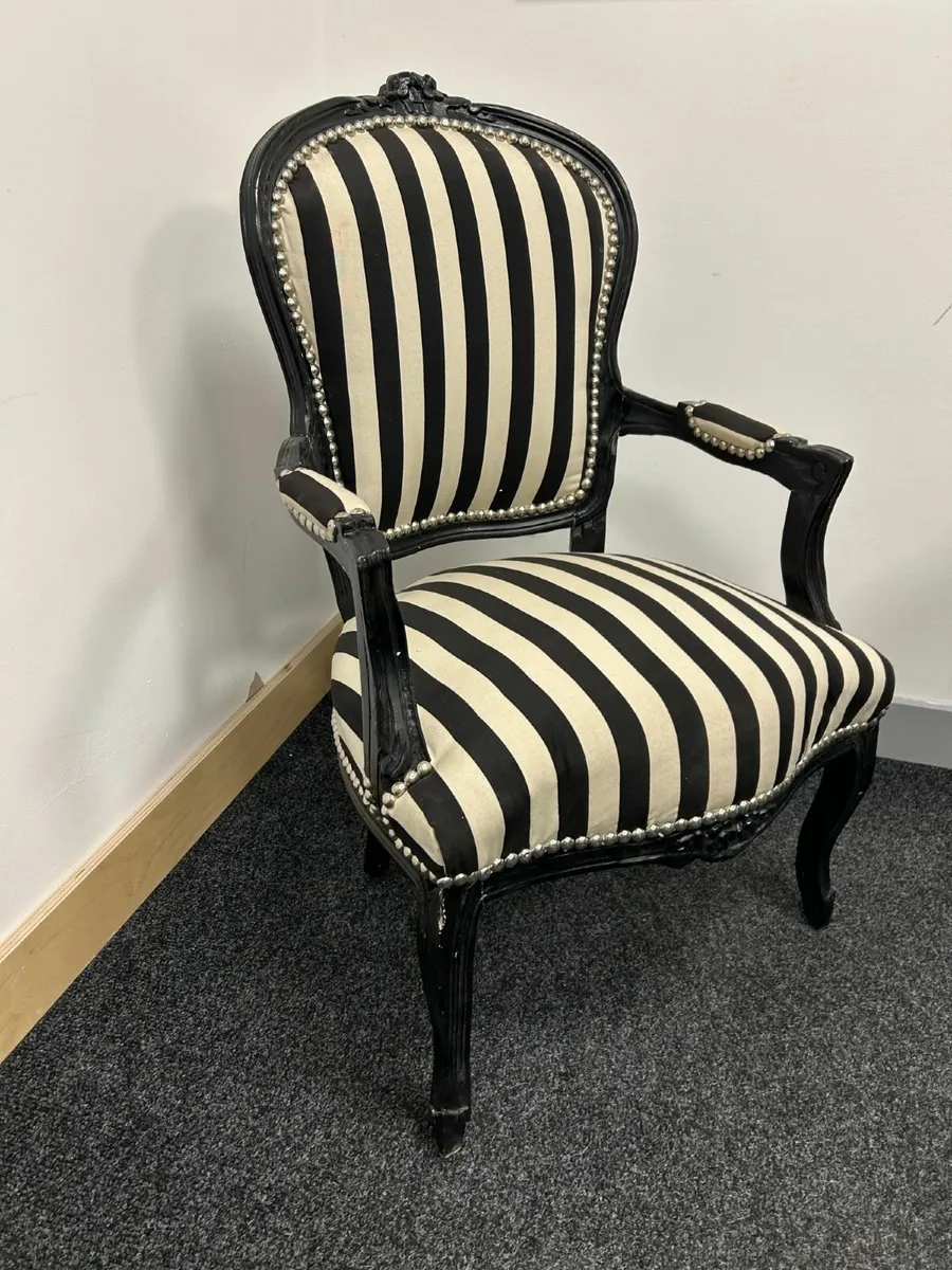 Black & White striped Louis baroque Armchairs - Image 3