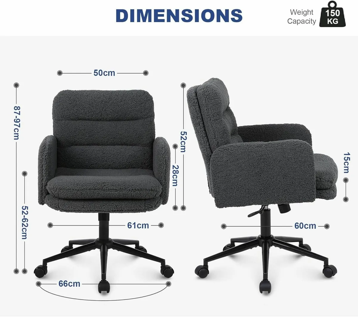 Office Chairs for Home Faux Cashmere Desk Chair - Image 2