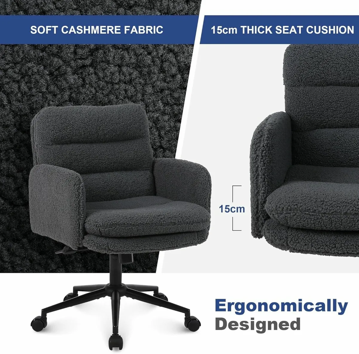 Office Chairs for Home Faux Cashmere Desk Chair - Image 3