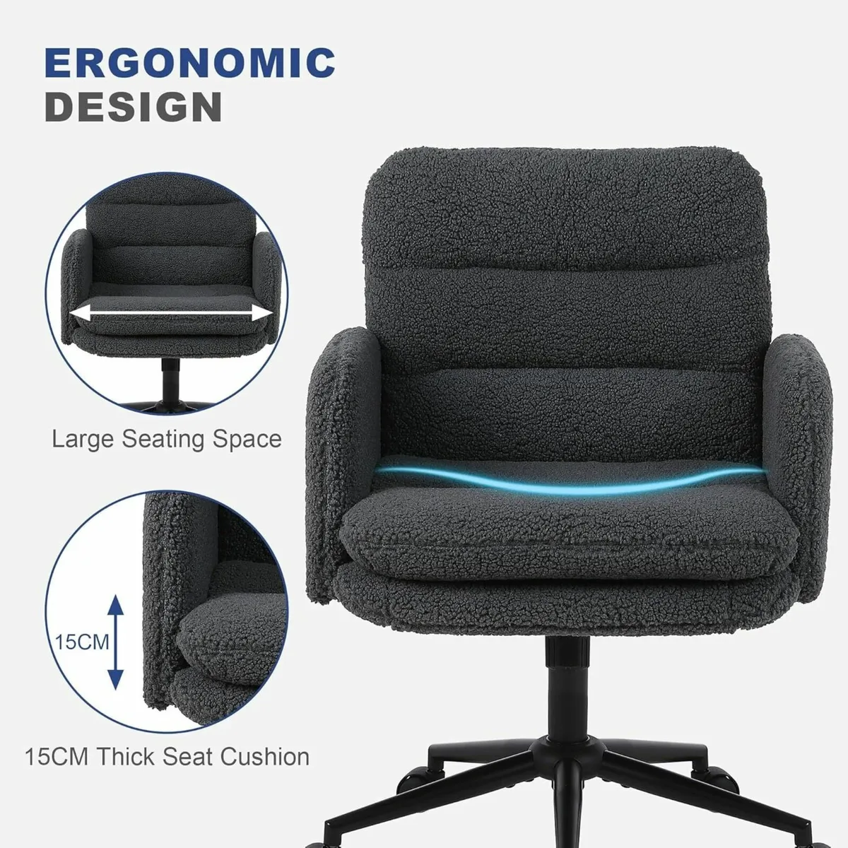 Office Chairs for Home Faux Cashmere Desk Chair - Image 4