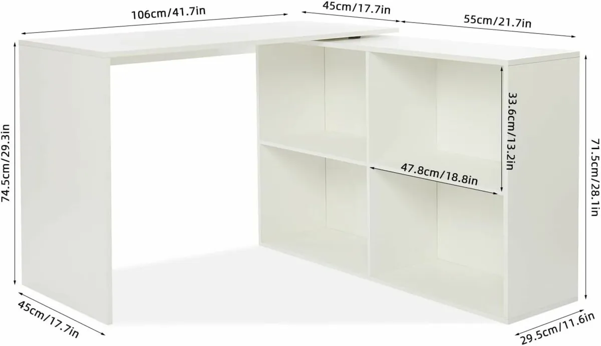 L Shaped Desk 360degrees Rotating Direction 106 x - Image 3