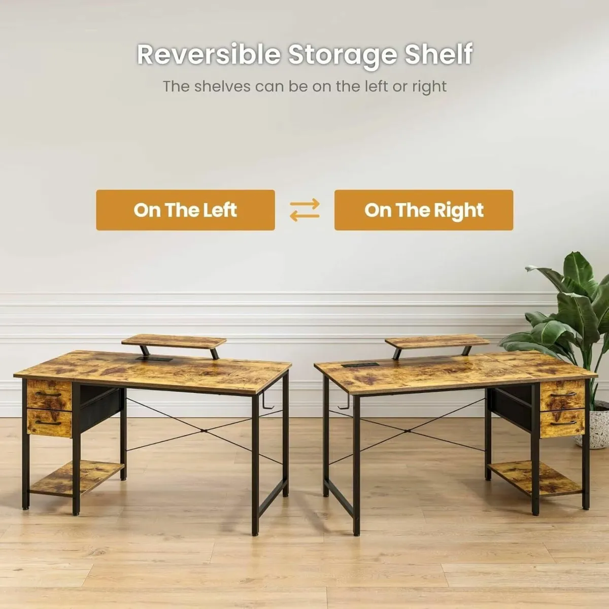 Computer Desk with Drawers Power Outlets 120x50cm - Image 4