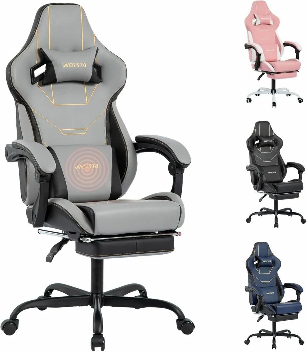Gaming Chair Ergonomic Computer with Headrest and - Image 1