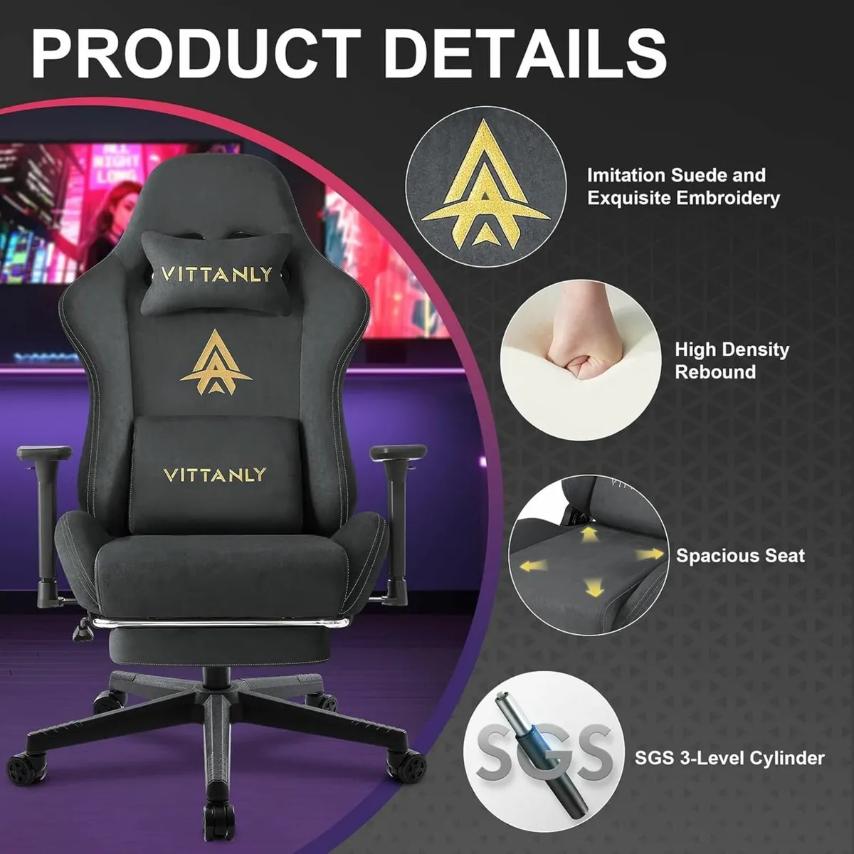 Gaming Chair Ergonomic Computer Chairs with - Image 3