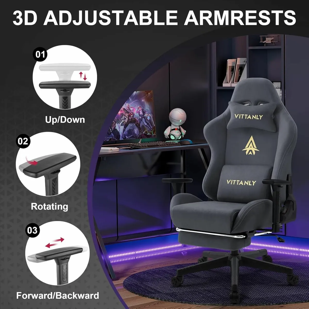 Gaming Chair Ergonomic Computer Chairs with - Image 4