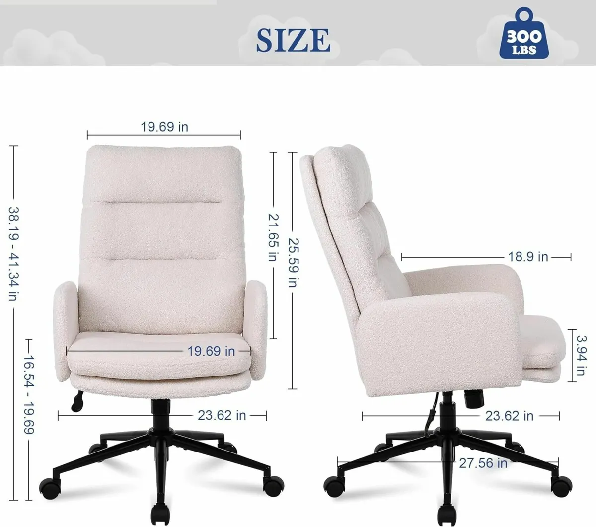 Office Chair for Home Teddy Fleece Desk Computer - Image 3