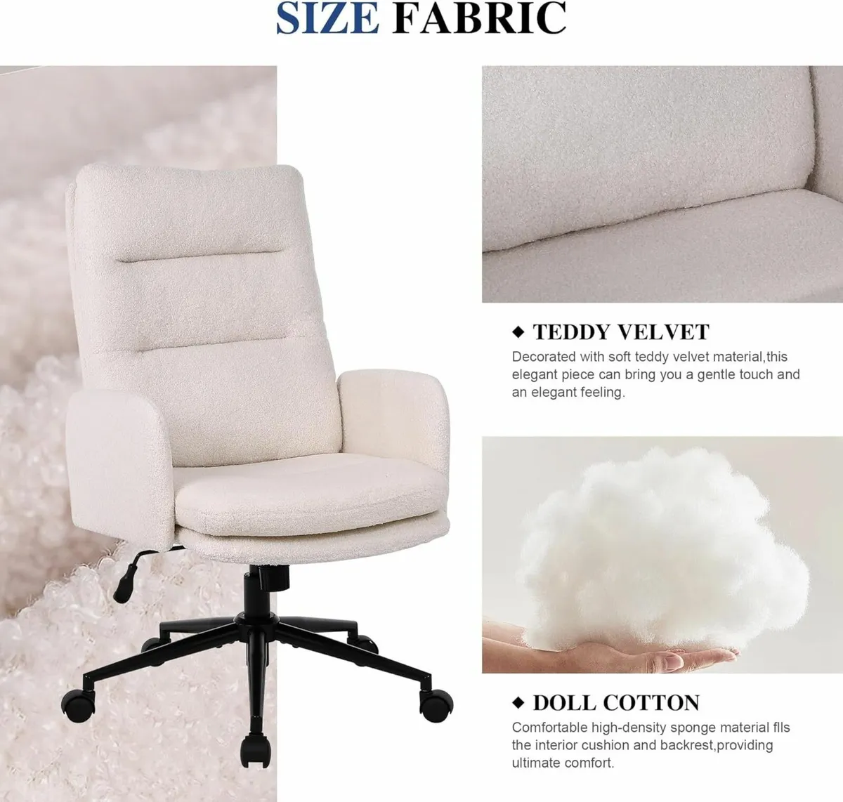 Office Chair for Home Teddy Fleece Desk Computer - Image 4