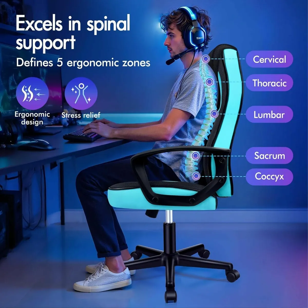 Gaming Chair Video Game Chairs Ergonomic Computer - Image 3