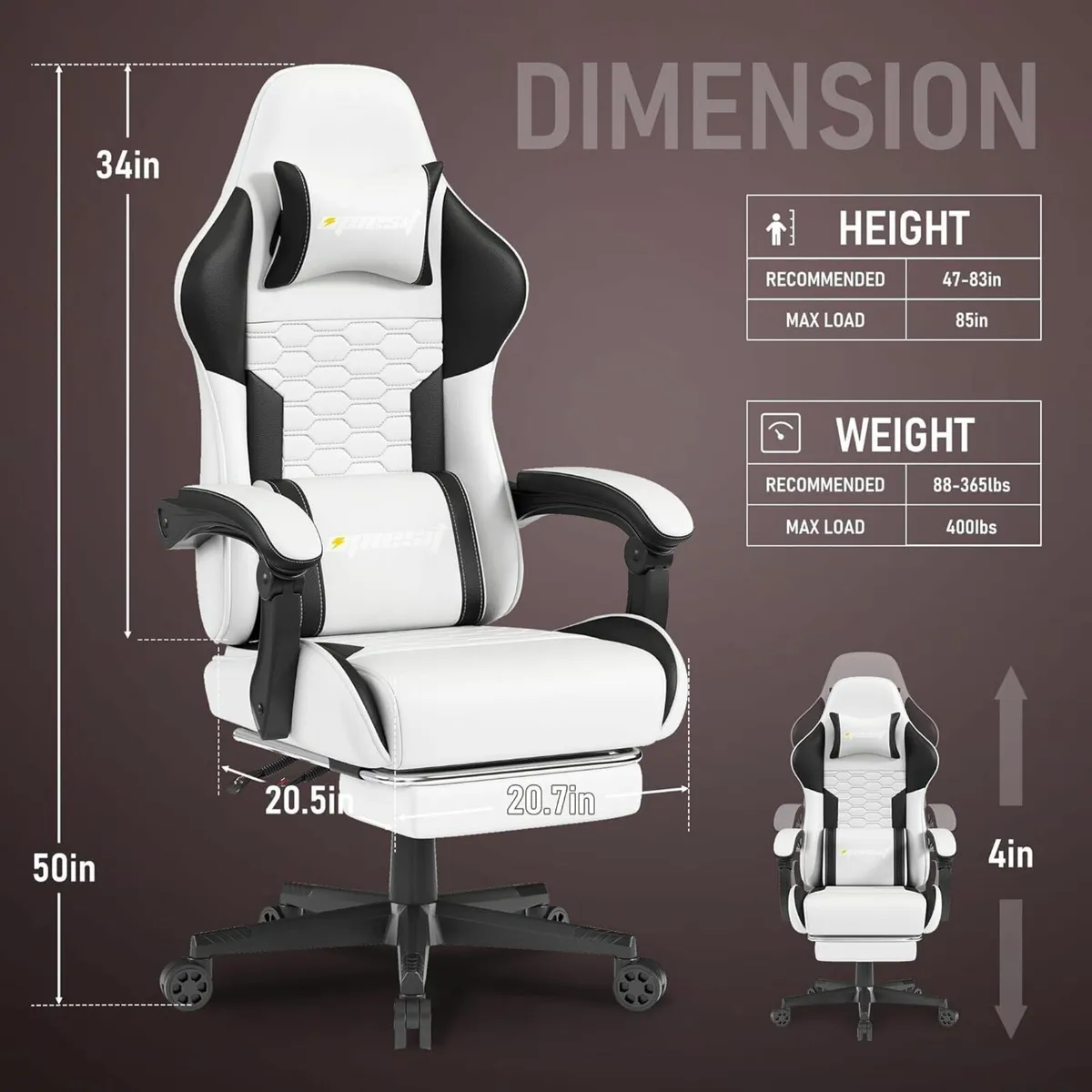 Gaming Chair with Footrest Ergonomic Chairs for - Image 2