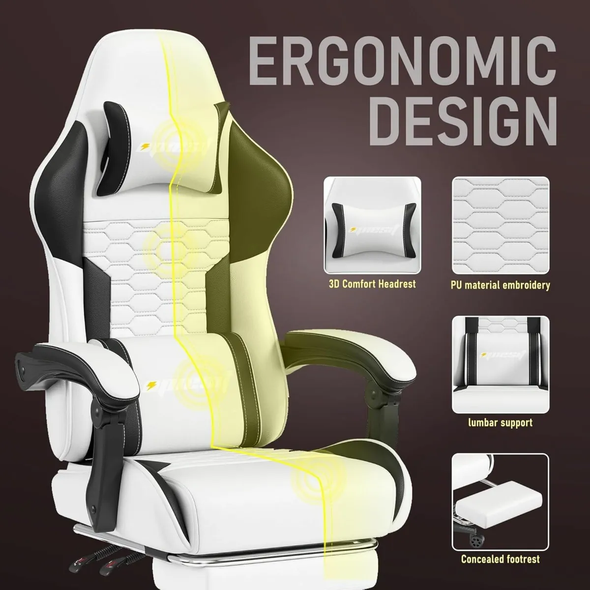 Gaming Chair with Footrest Ergonomic Chairs for - Image 4