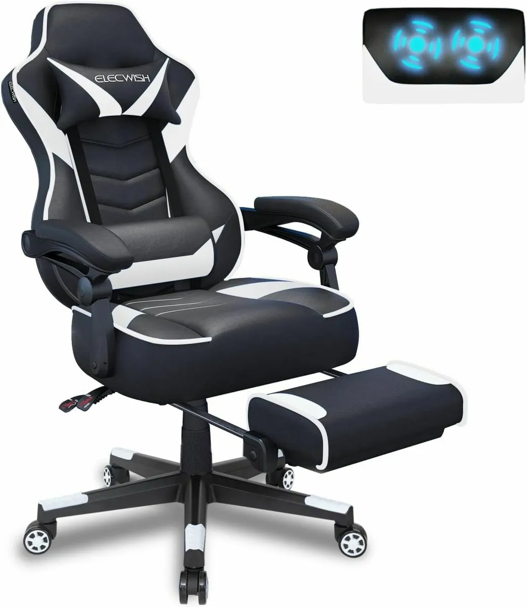 Computer Gaming Chair with Footrest and Adjustable - Image 1