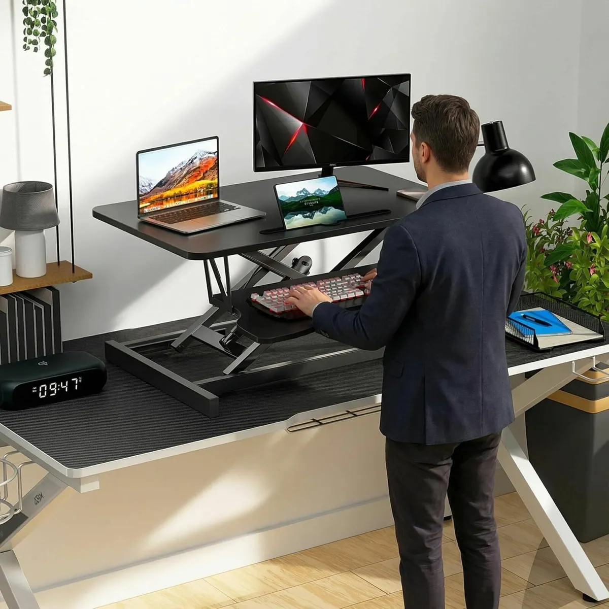 Height Adjustable Standing Desk 80cm Dual Monitor - Image 2