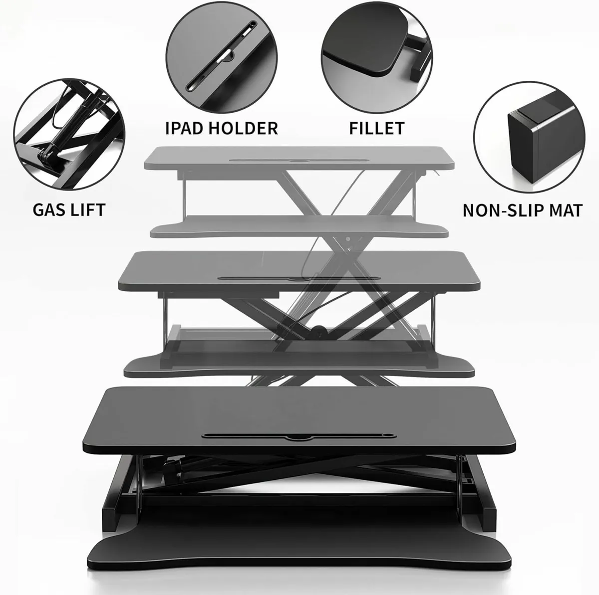 Height Adjustable Standing Desk 80cm Dual Monitor - Image 4