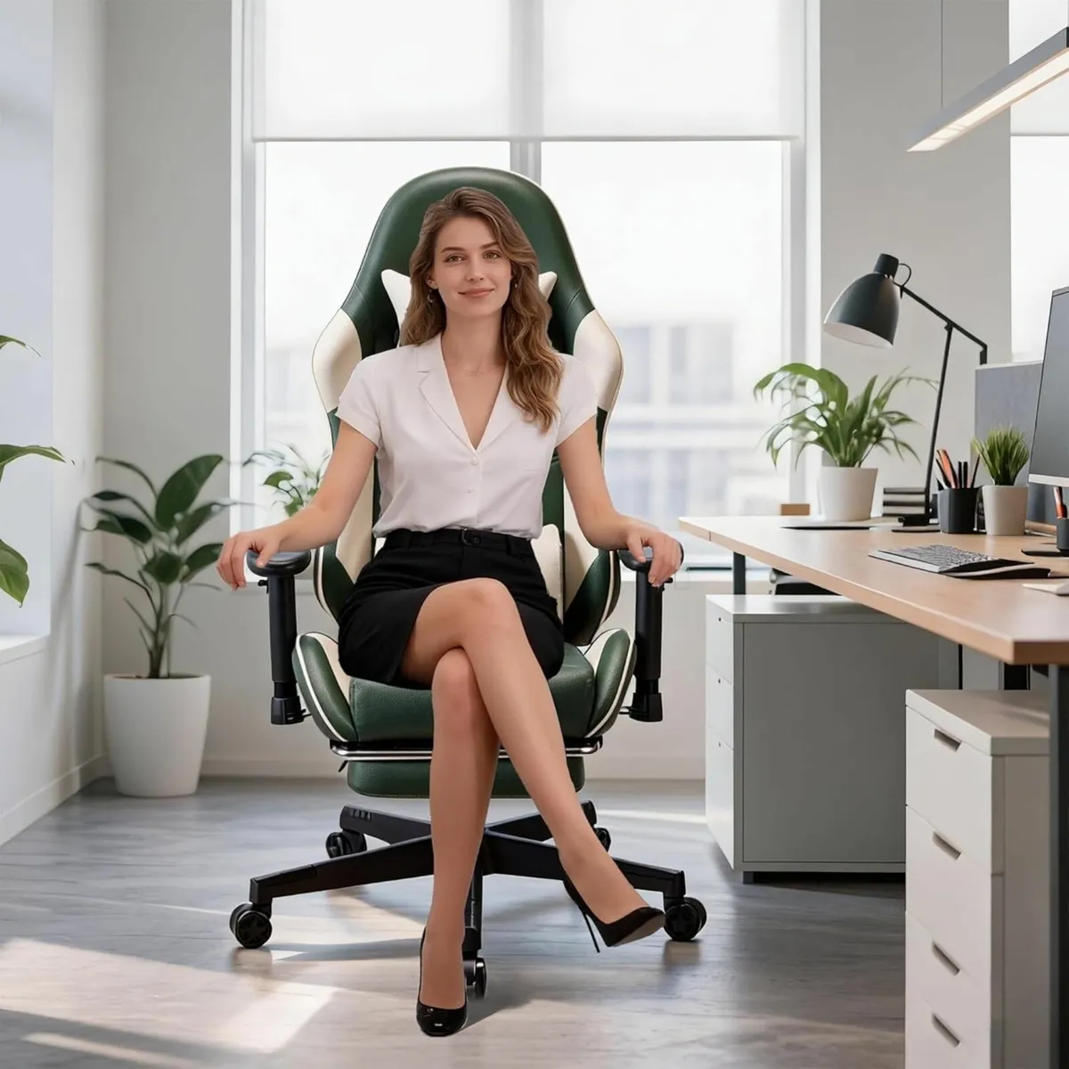 Ergonomic reclining seat with footrest adjustable - Image 2