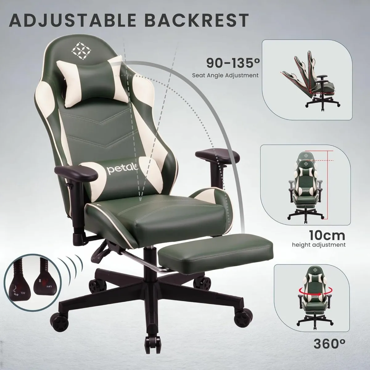 Ergonomic reclining seat with footrest adjustable - Image 4