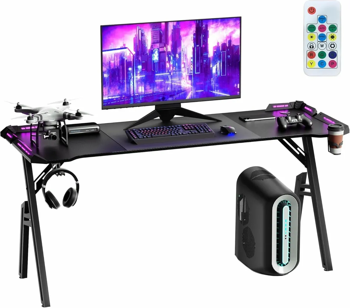 Gaming Desk with LED Computer Table 160 x 50 cm - Image 1