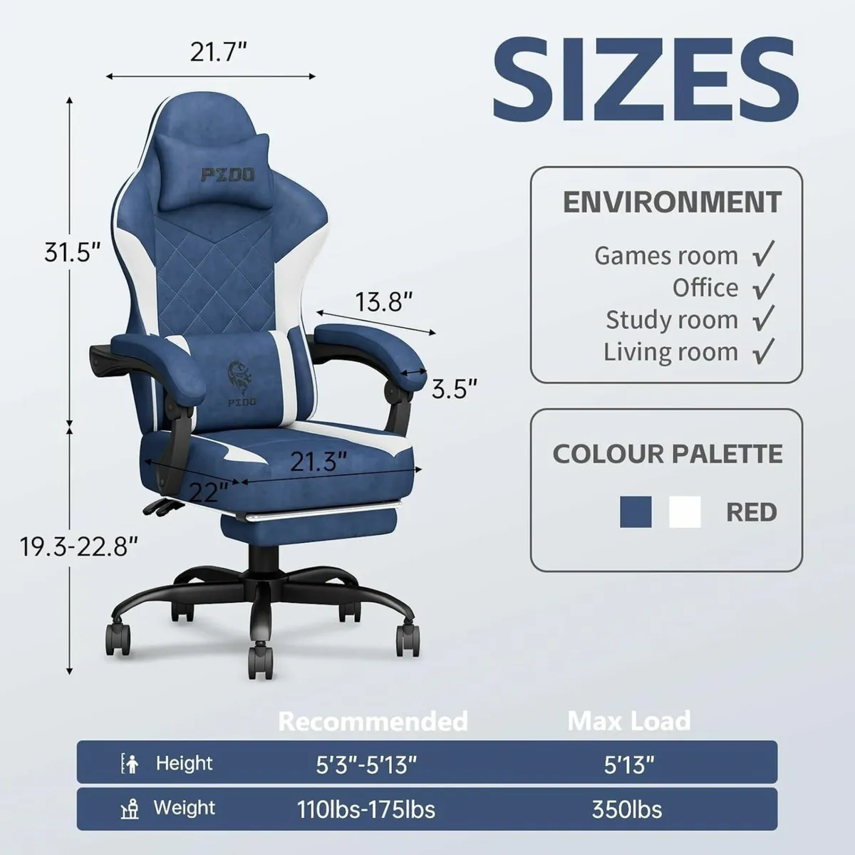 Gaming Chairs for Adults Technical Fabric with - Image 3