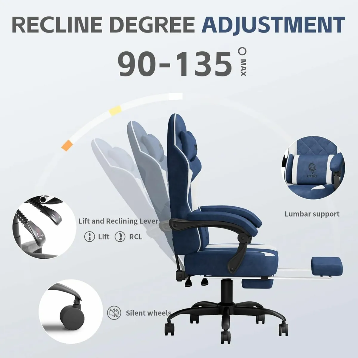 Gaming Chairs for Adults Technical Fabric with - Image 4