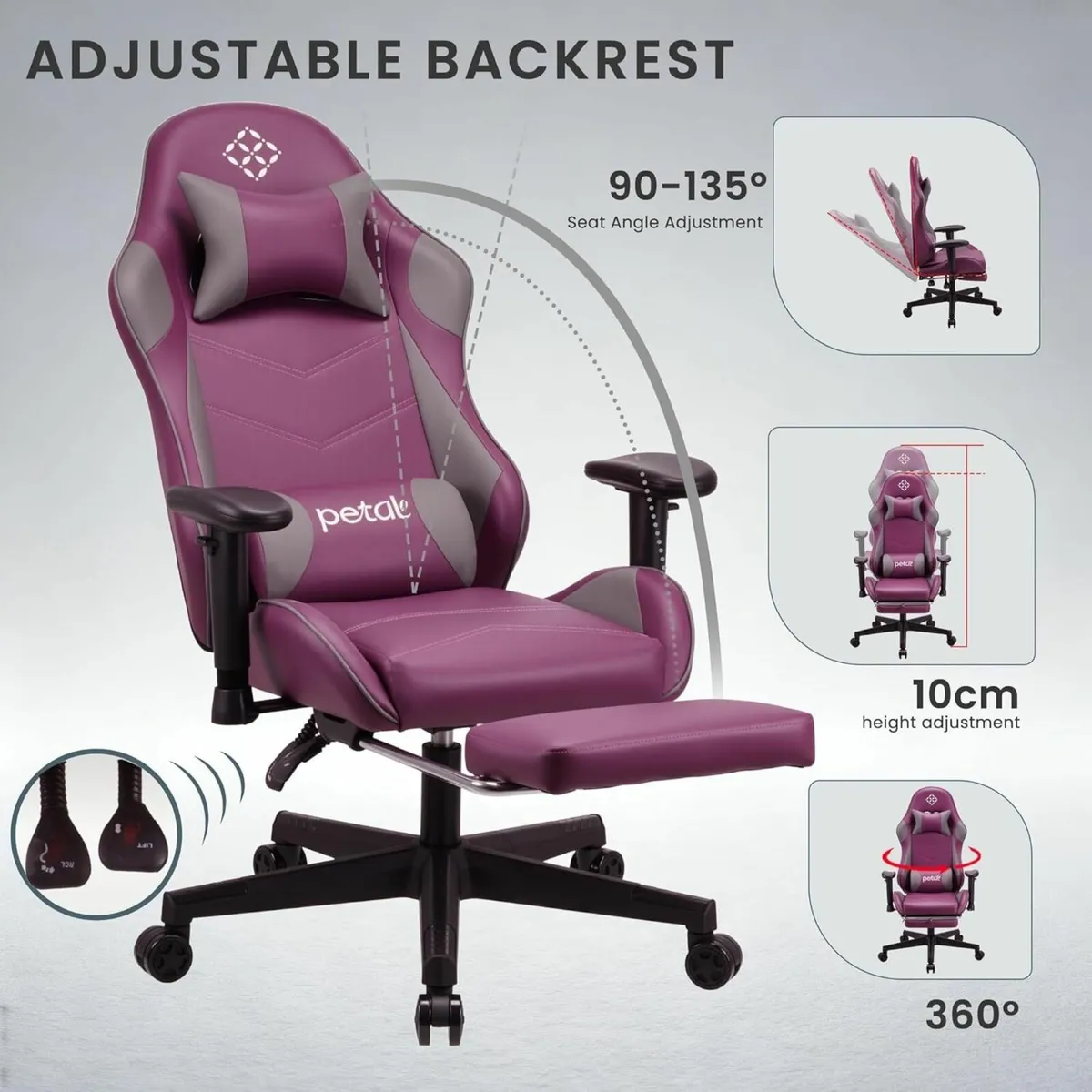 Ergonomic reclining seat with footrest adjustable - Image 4