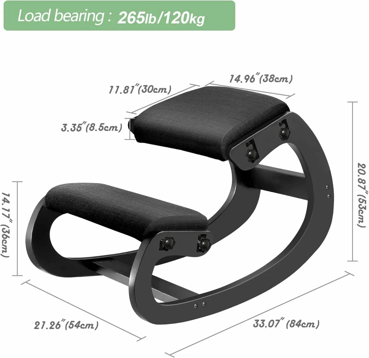 Adjustable Ergonomic Kneeling Chair – Rocking - Image 3