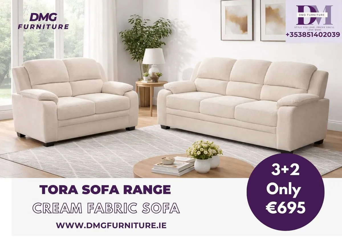 New 3+2 Cream Tora Sofa Free Delivery Nationwide - Image 1