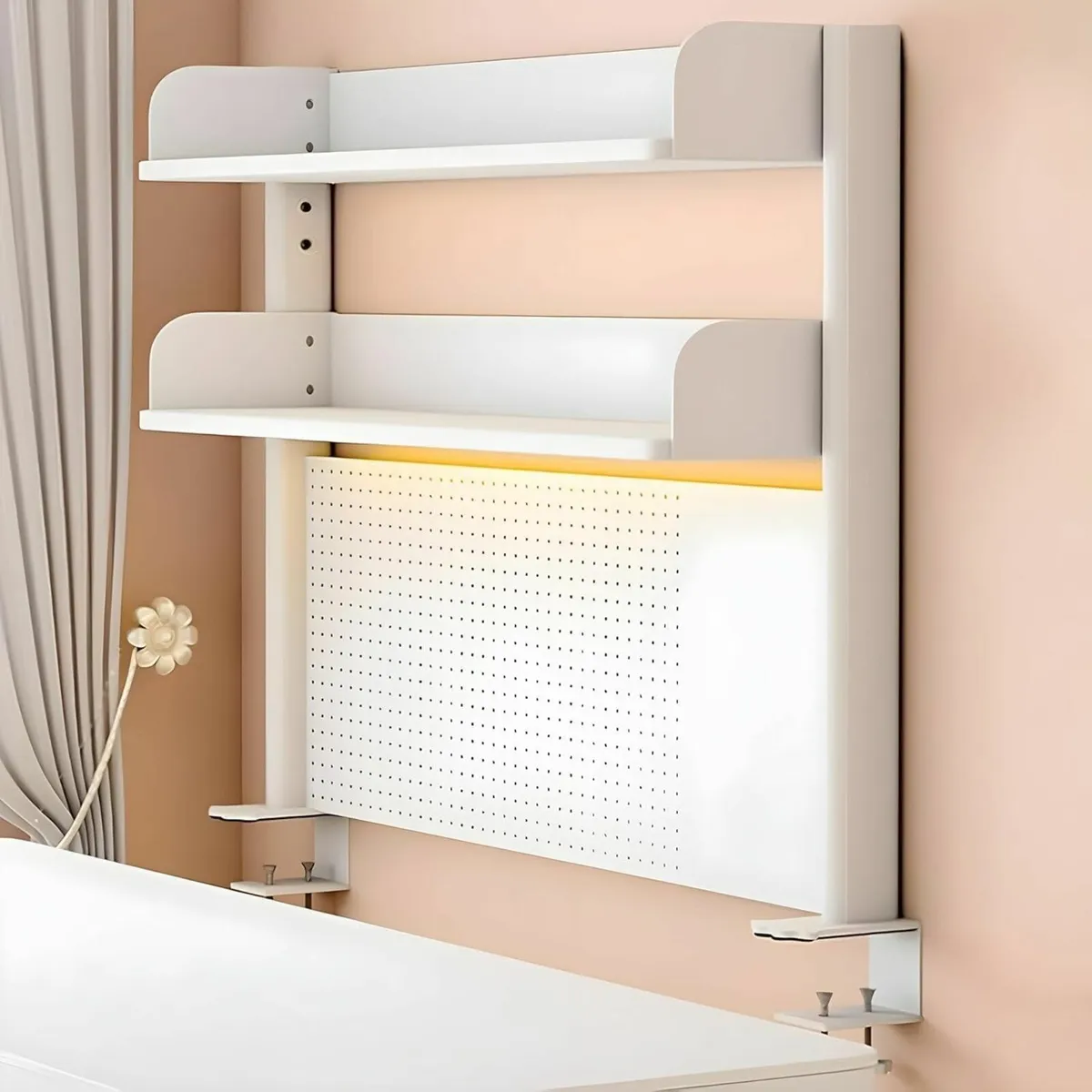 Clamp-On Desk Shelf 2-Tier Desktop Organizer with - Image 4