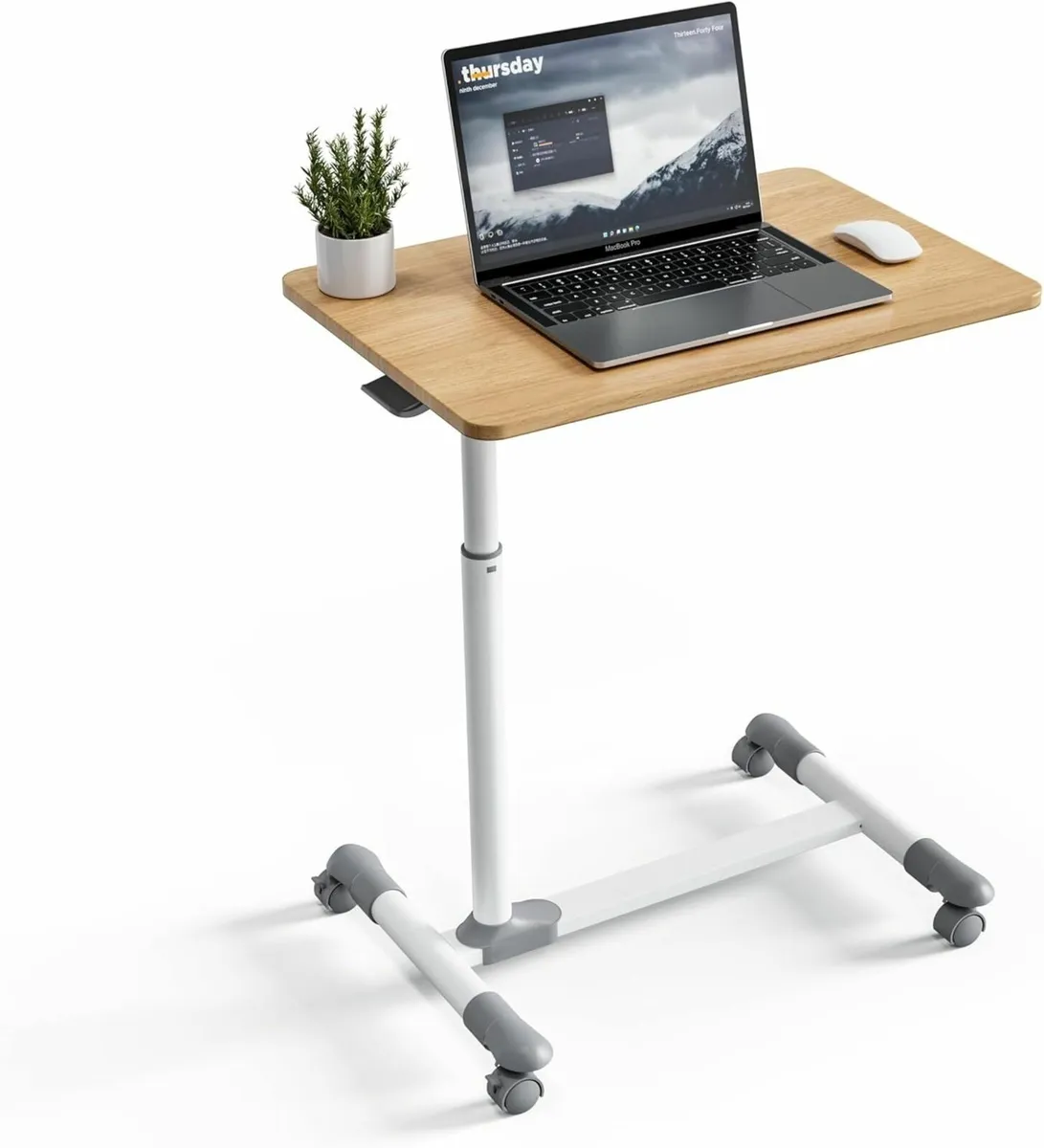 Compact Overbed Table with Wheels Adjustable - Image 1