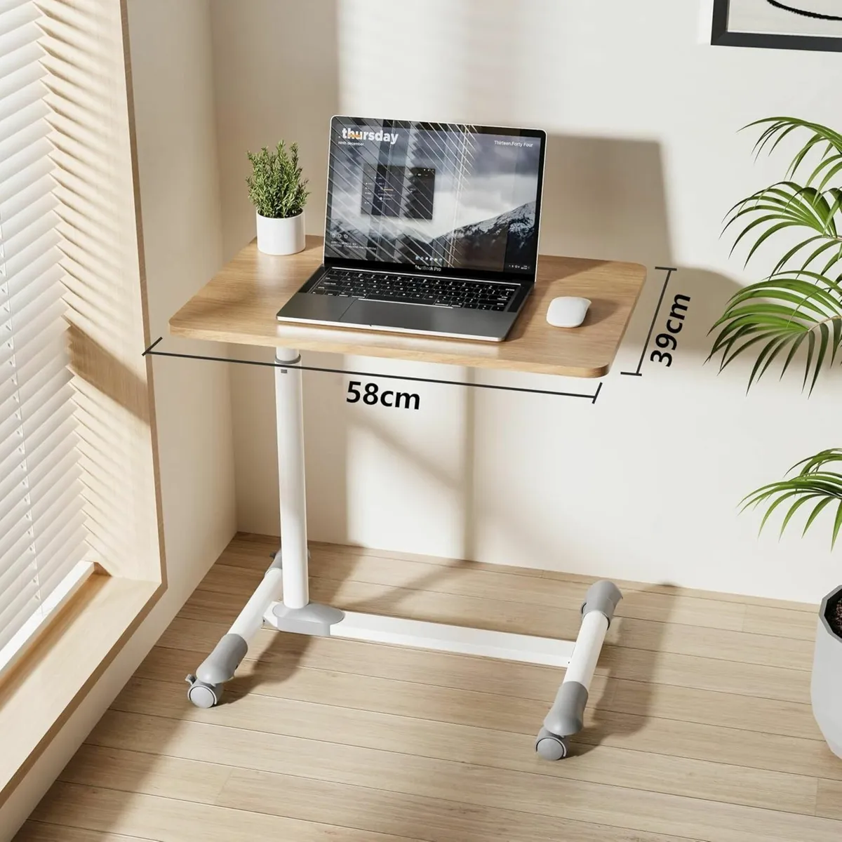 Compact Overbed Table with Wheels Adjustable - Image 2