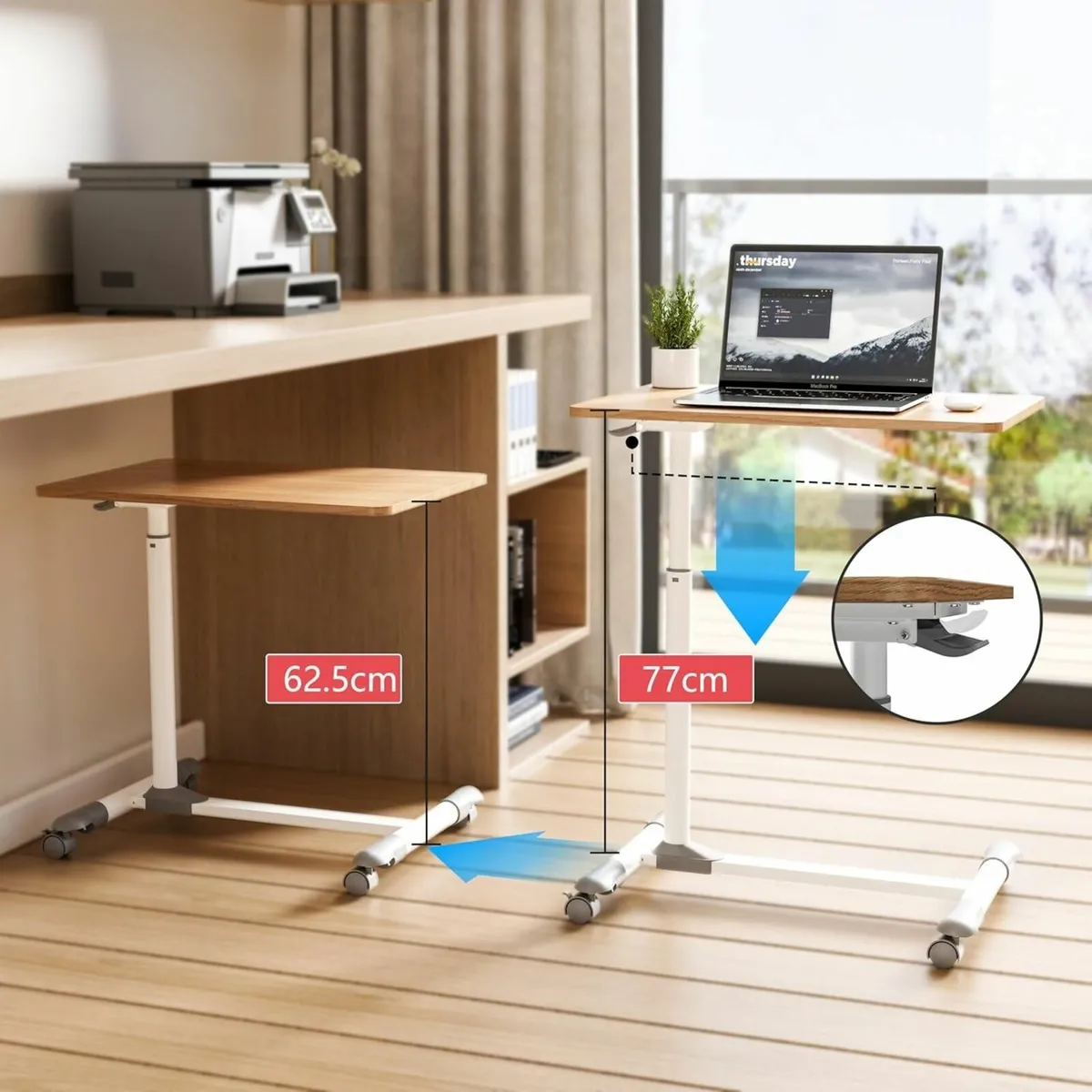 Compact Overbed Table with Wheels Adjustable - Image 4