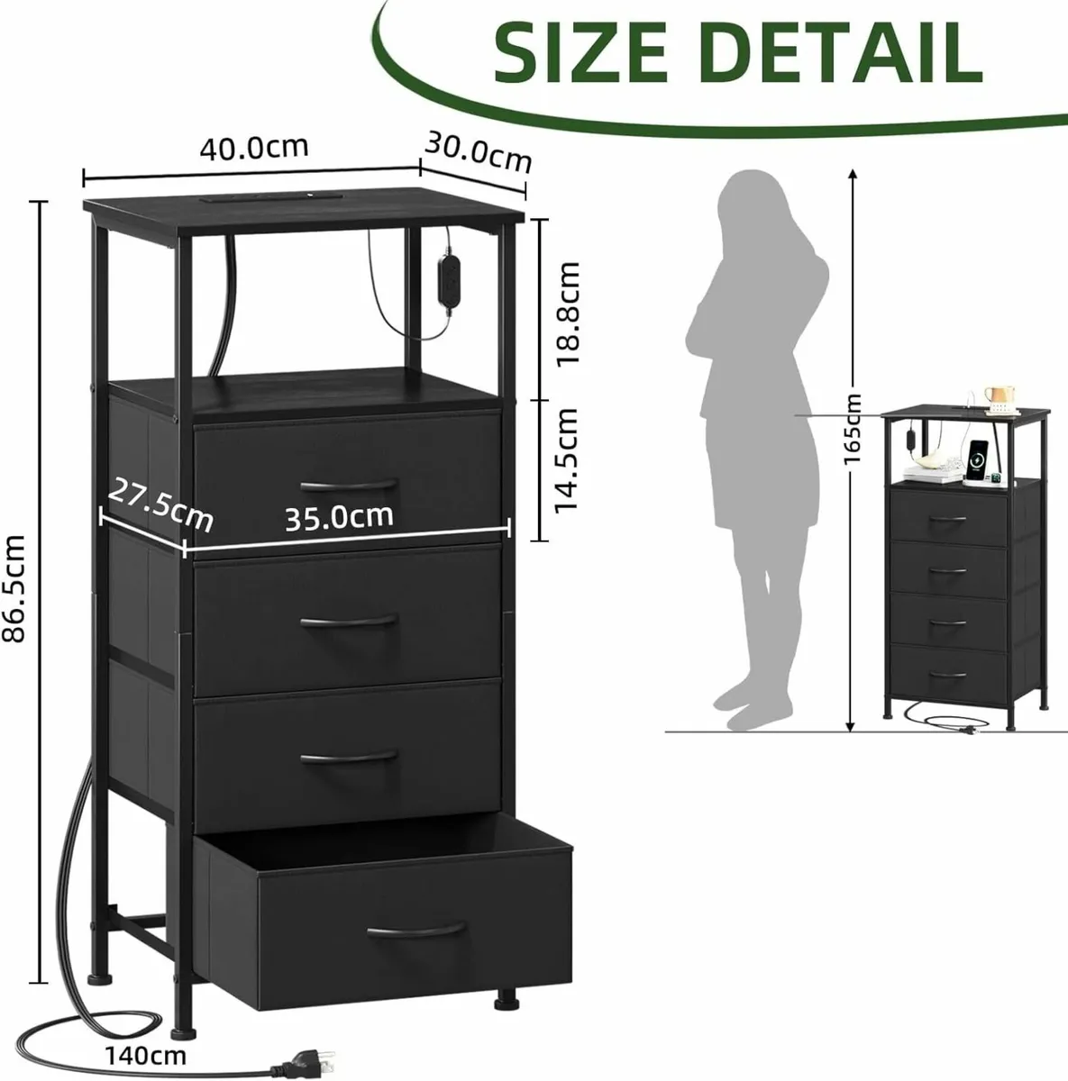 Tall Chest of Drawers with Charging Station and - Image 3