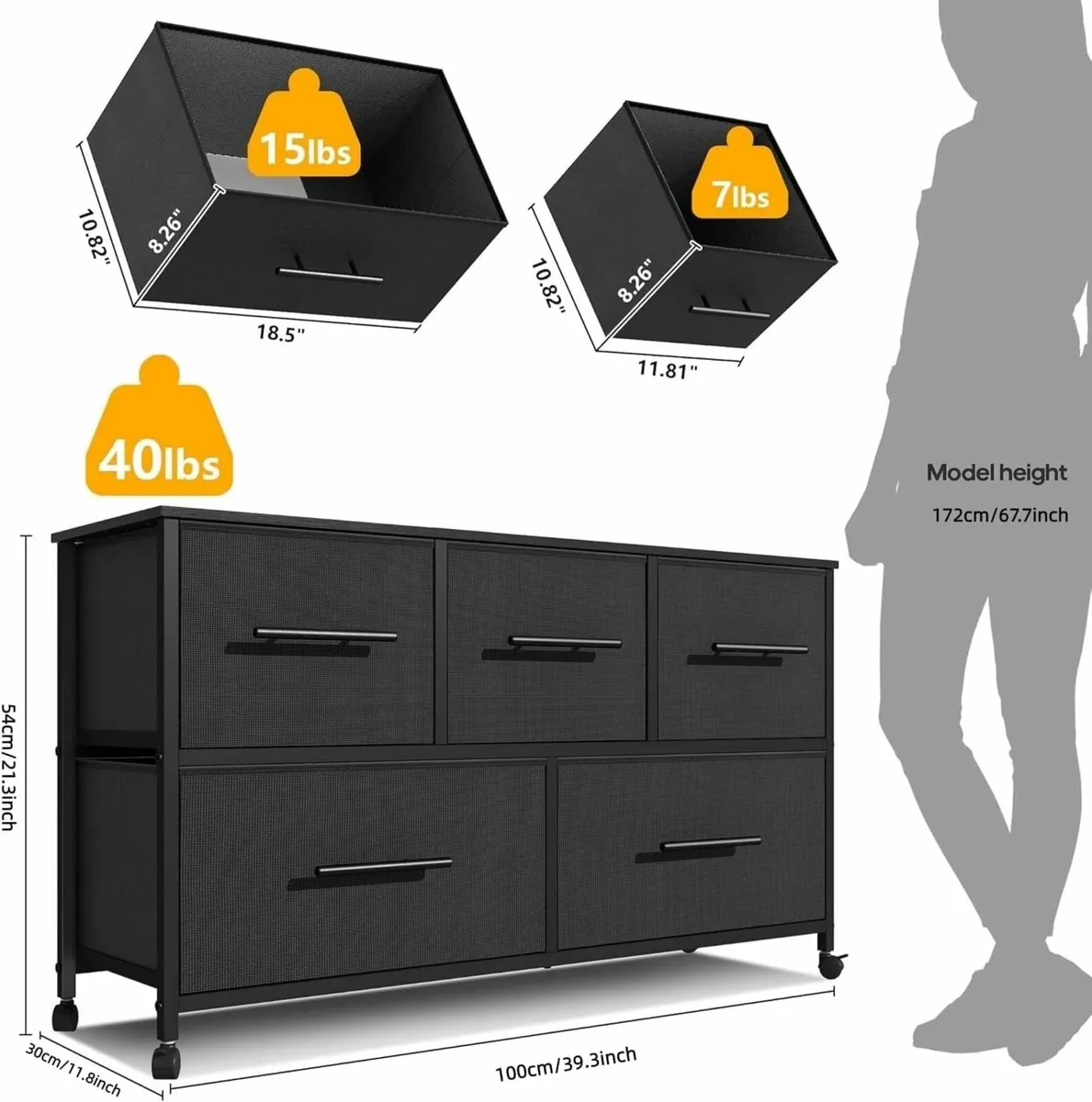 Chest of Drawers Dresser for Bedroom with 5 - Image 3