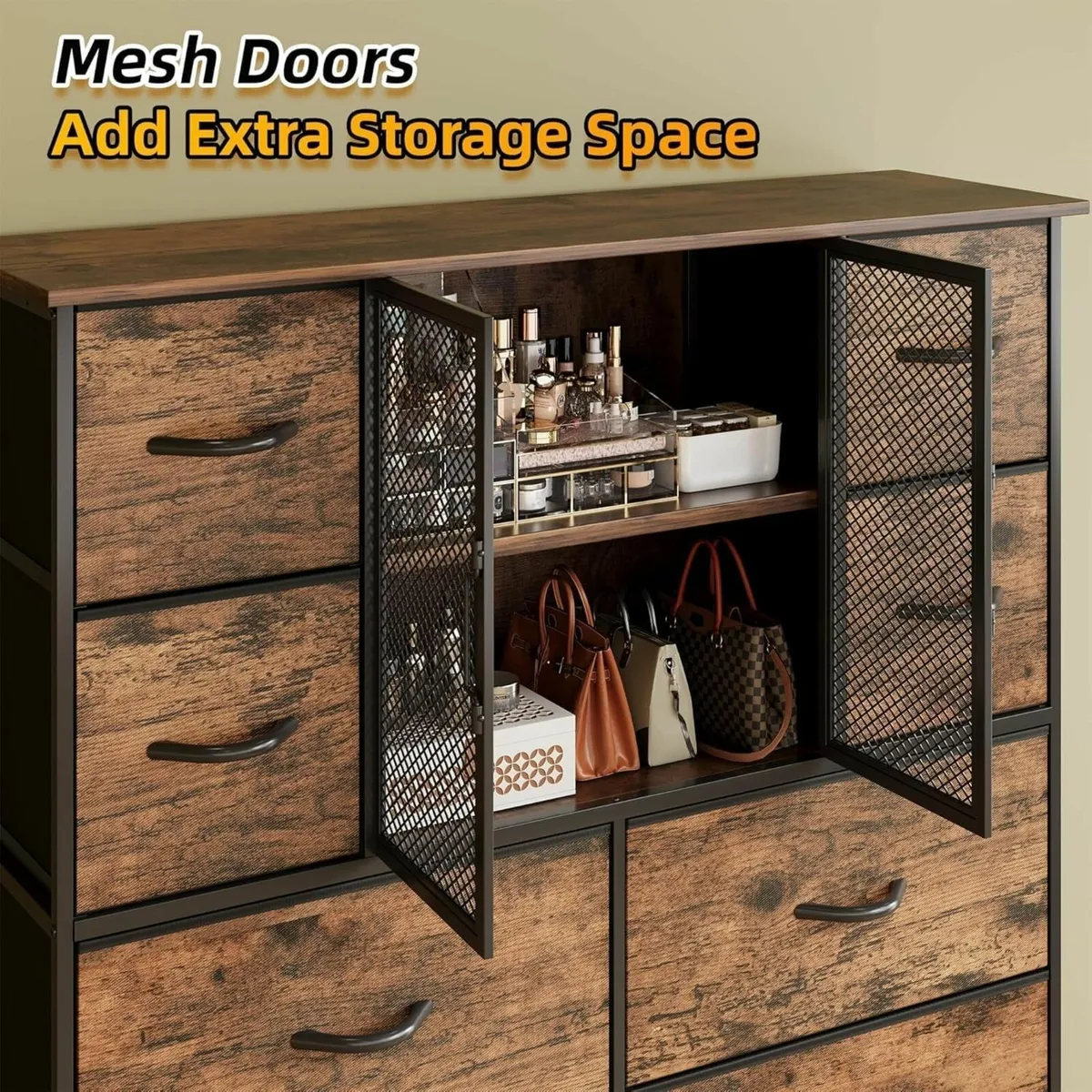 Dresser for Bedroom with 10 Fabric Drawers Tall - Image 3