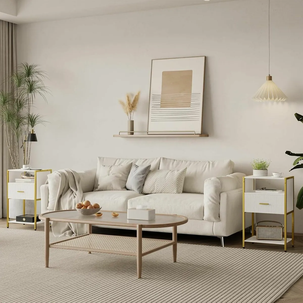 Bedside Table Nightstand with Storage Drawer and - Image 4