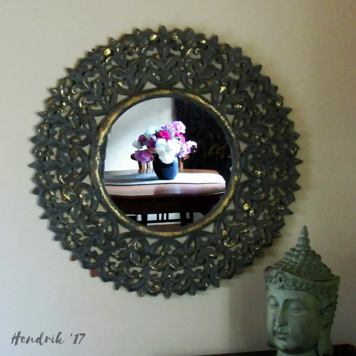 Large Ornate Gold Leaf Mirror – Statement Piece - Image 4