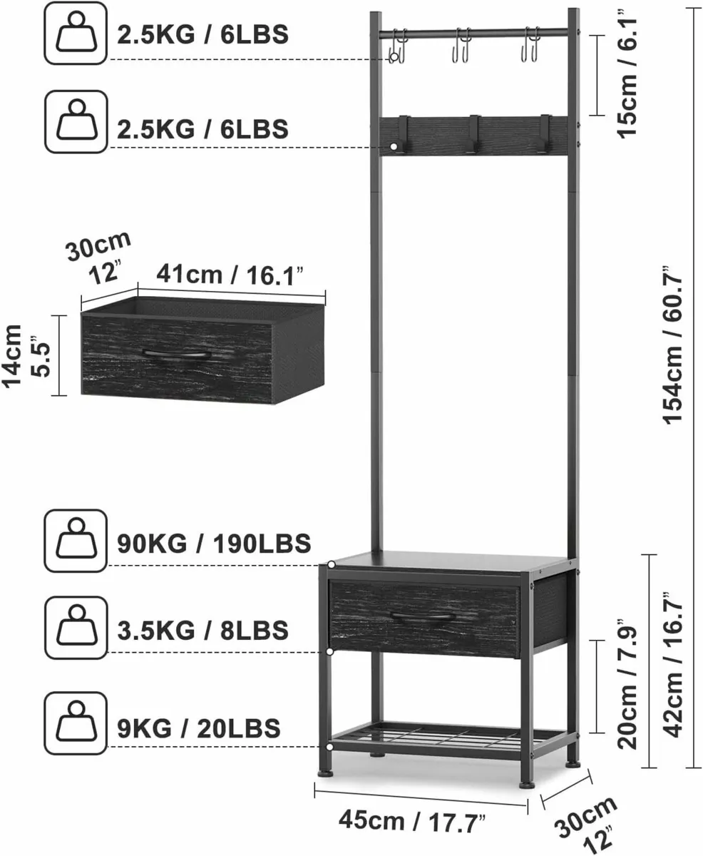 Narrow Hallway Coat Stand Industrial Rack free - Image 3