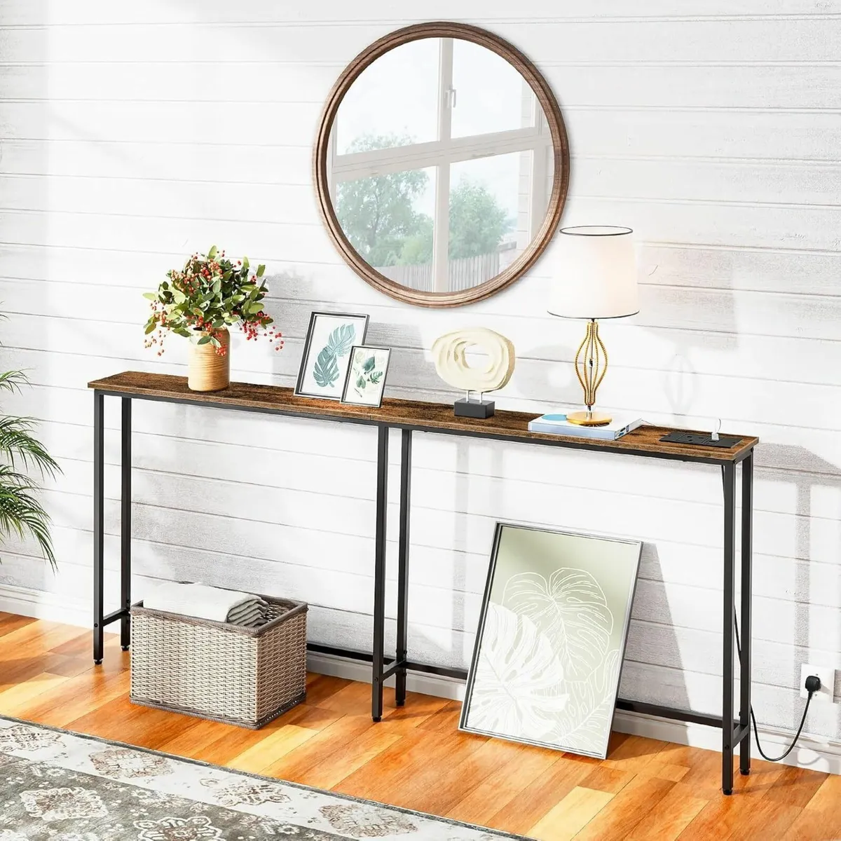 Slim Console Table with Charging Station 180 cm - Image 2